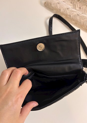 Elle orjinal Deri Siyah Kareli Kadın Çantası - Görsel 3