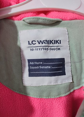 Nakışlı Kapüşonlu Kız Çocuk Yeşil Pembe Mont - Görsel 2