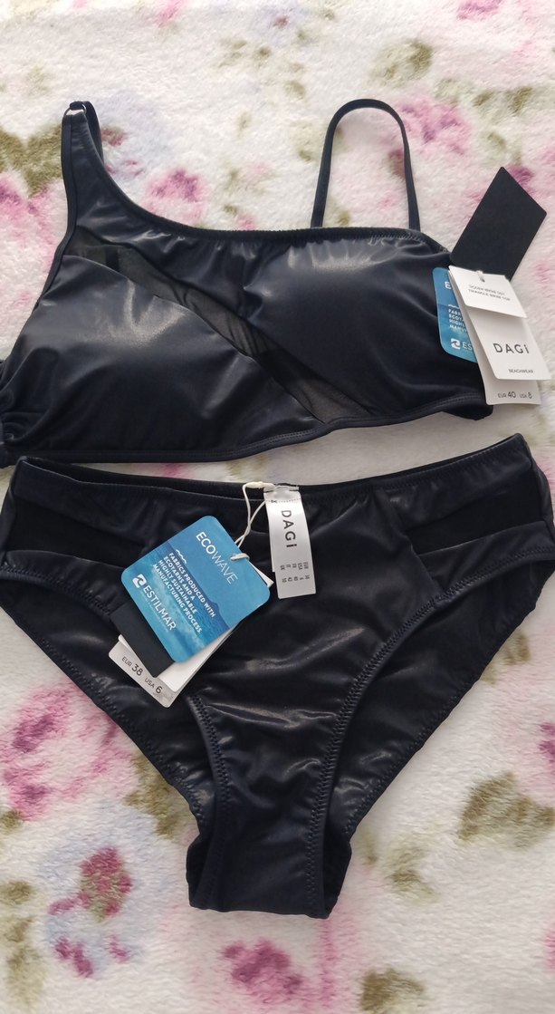 Siyah Baskılı Strappy Mini Bikini - Görsel 2