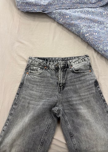 Stradivarius Yuksek Bel Gri Yikamali Denim Jean