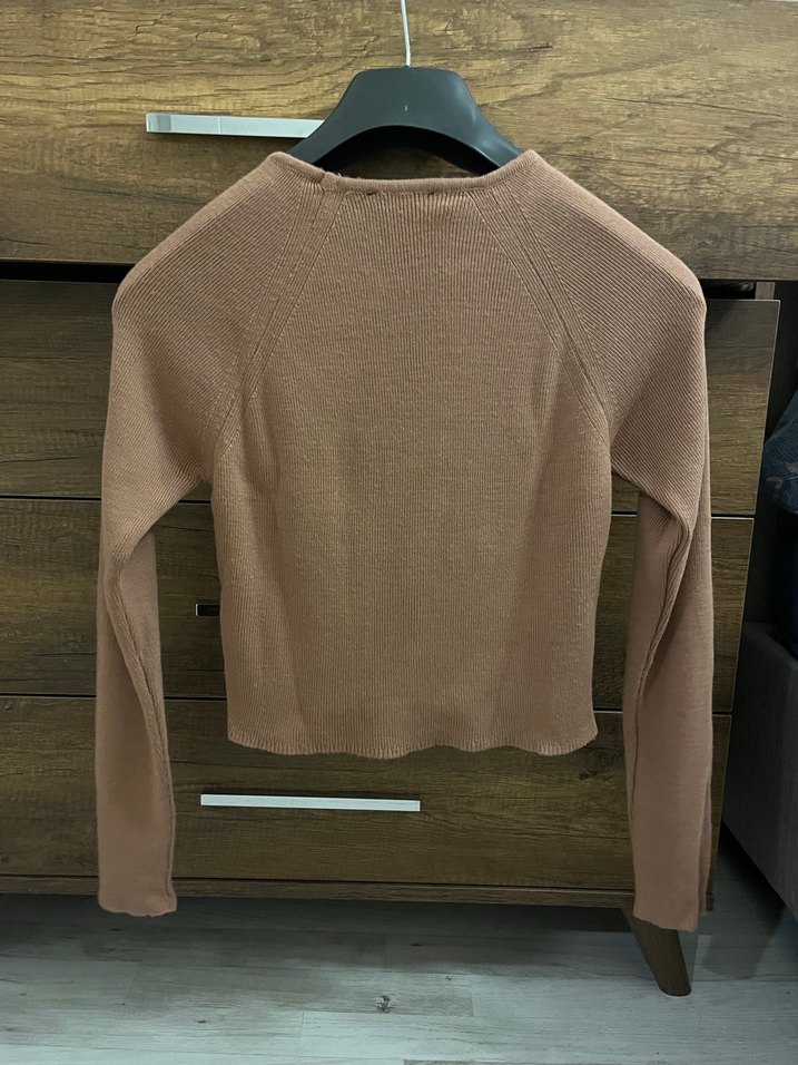 Kadın gül kurusu Uzun Kollu Triko Kazak - Görsel 3