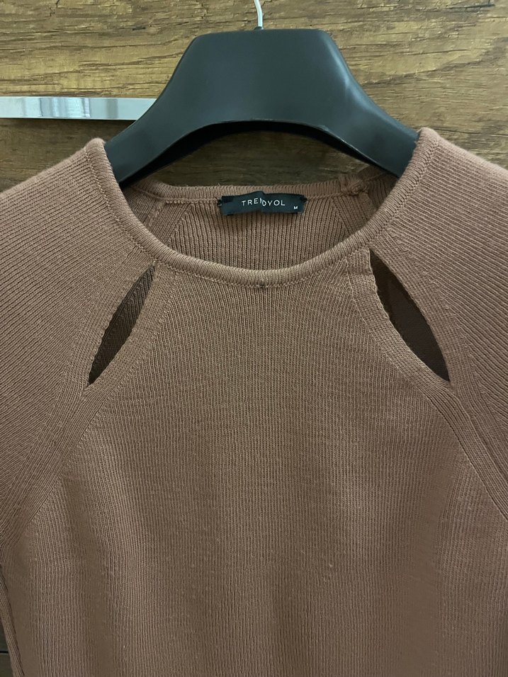 Kadın gül kurusu Uzun Kollu Triko Kazak - Görsel 4