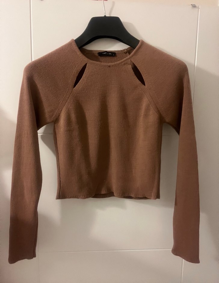 Kadın gül kurusu Uzun Kollu Triko Kazak - Görsel 2