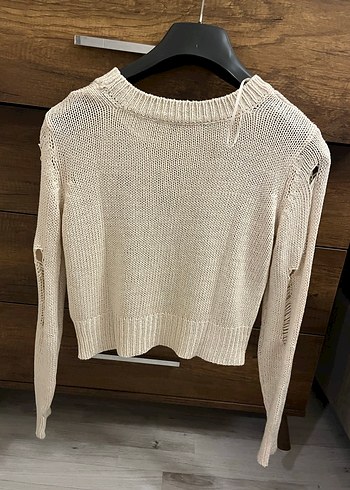 Bej örgü Kazak koton - Görsel 4