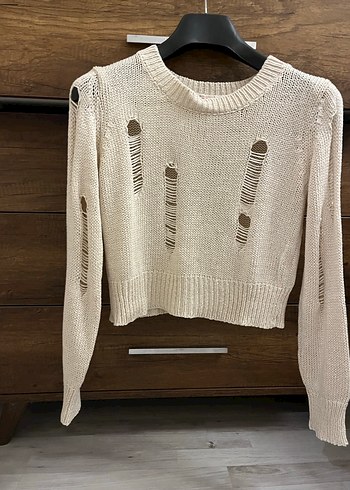 Bej örgü Kazak koton - Görsel 2