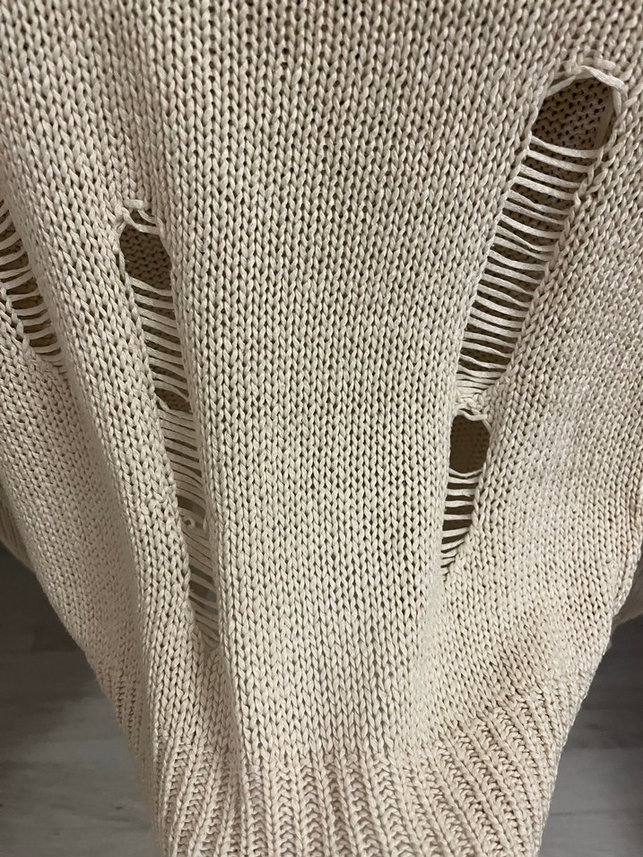 Bej örgü Kazak koton - Görsel 3