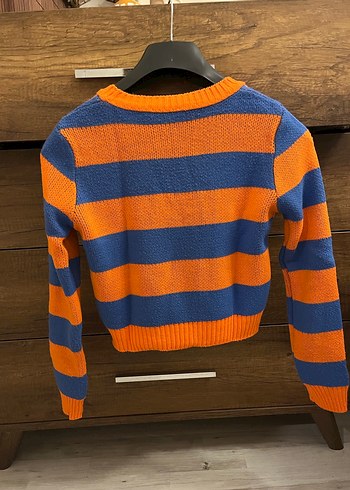 Renkli Çizgili Örgü Kadın Kazak - Görsel 2