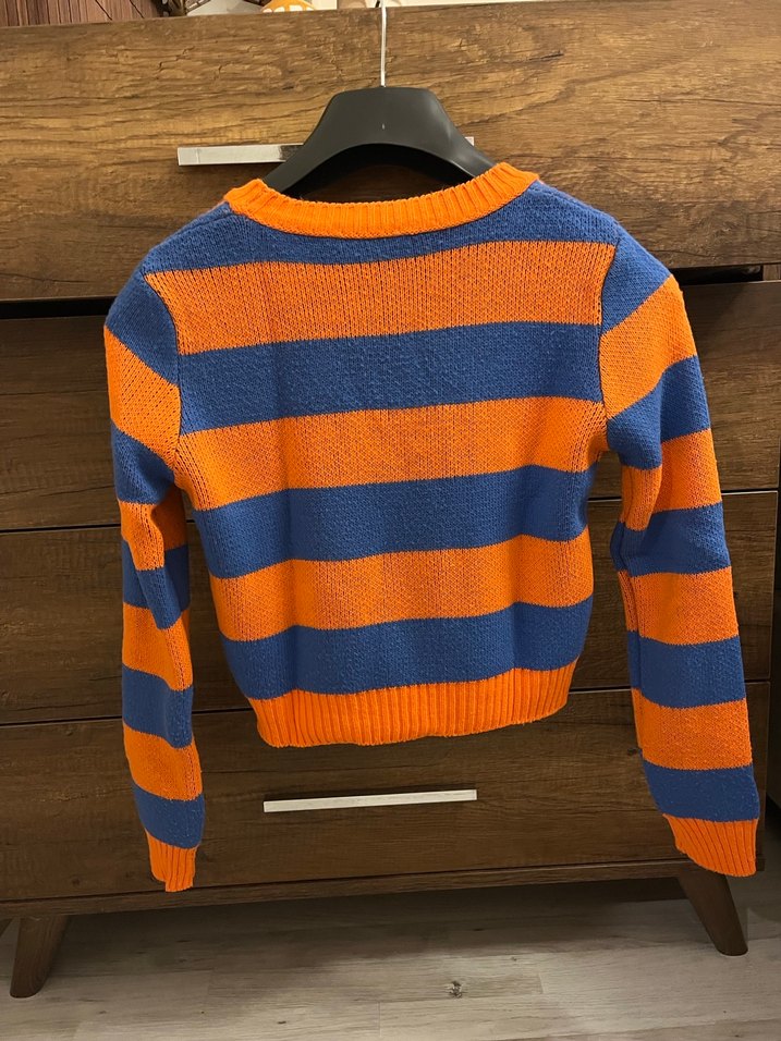 Renkli Çizgili Örgü Kadın Kazak - Görsel 2