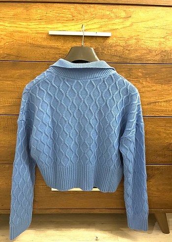 Mavi Örgü Kadın Triko Kazak - Görsel 4