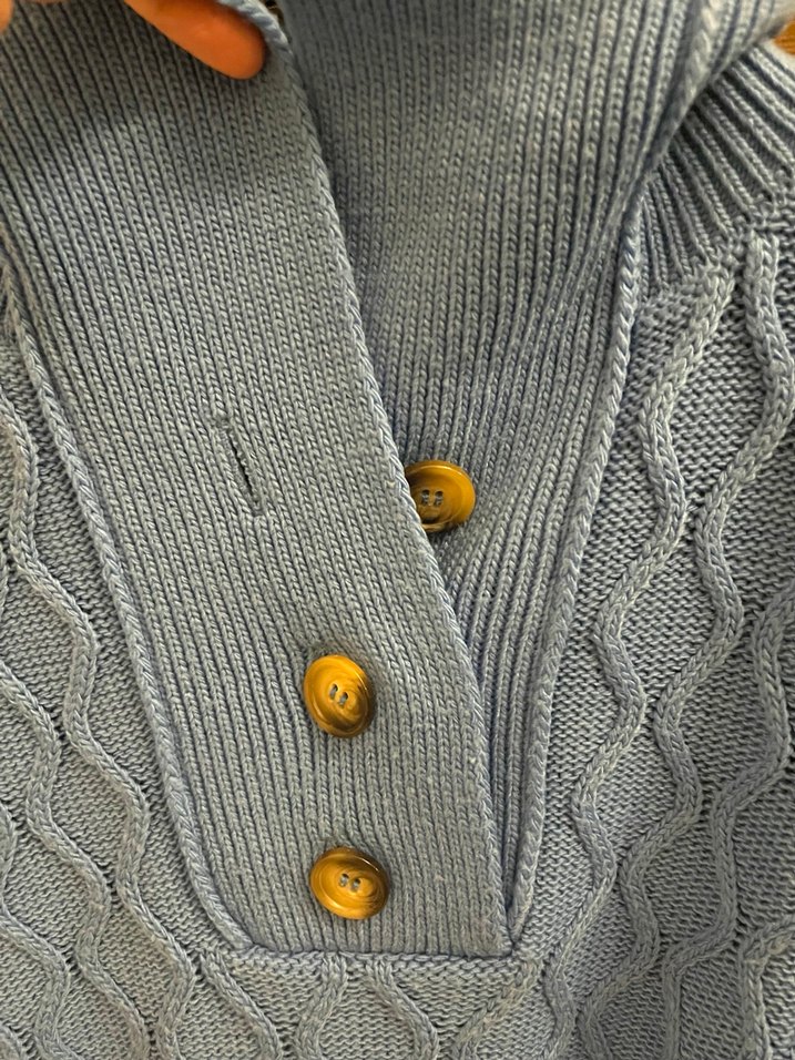 Mavi Örgü Kadın Triko Kazak - Görsel 3