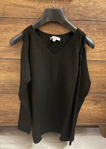 İpekyol Siyah Dantel Detaylı V Yaka Kazak - Görsel 3