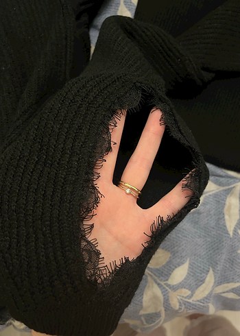 İpekyol Siyah Dantel Detaylı V Yaka Kazak - Görsel 5