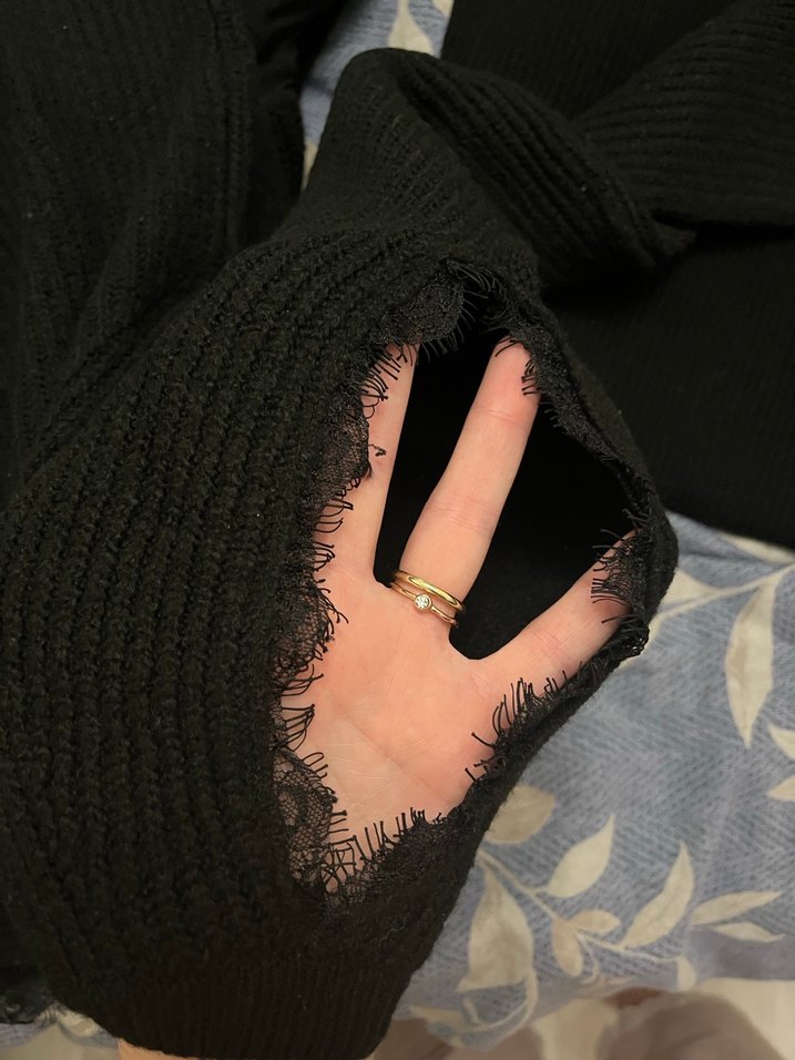 İpekyol Siyah Dantel Detaylı V Yaka Kazak - Görsel 5