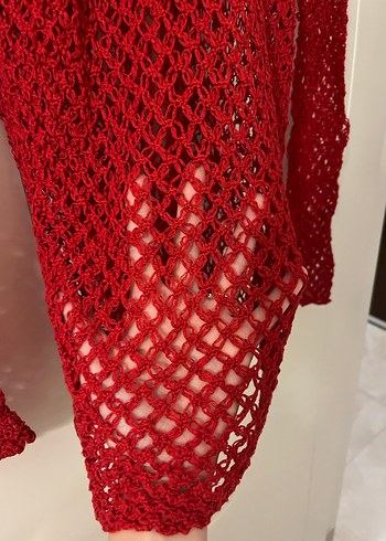 Koyu Kırmızı Örgü Kadın Kazak - Görsel 3