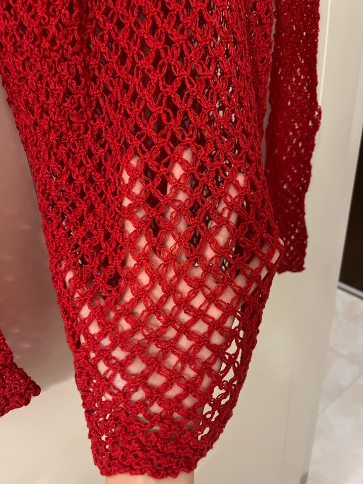 Koyu Kırmızı Örgü Kadın Kazak - Görsel 3