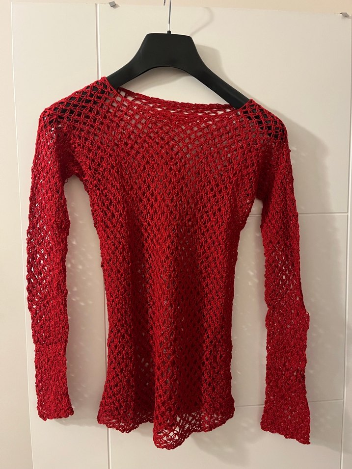 Koyu Kırmızı Örgü Kadın Kazak - Görsel 2