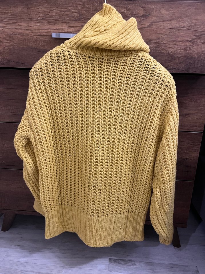 Sarı Bohem Örgü Balıkçı Yaka Kazak - Görsel 3