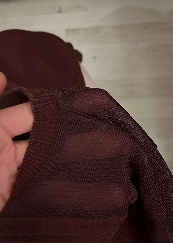 Bordo tül detaylı Triko - Görsel 2