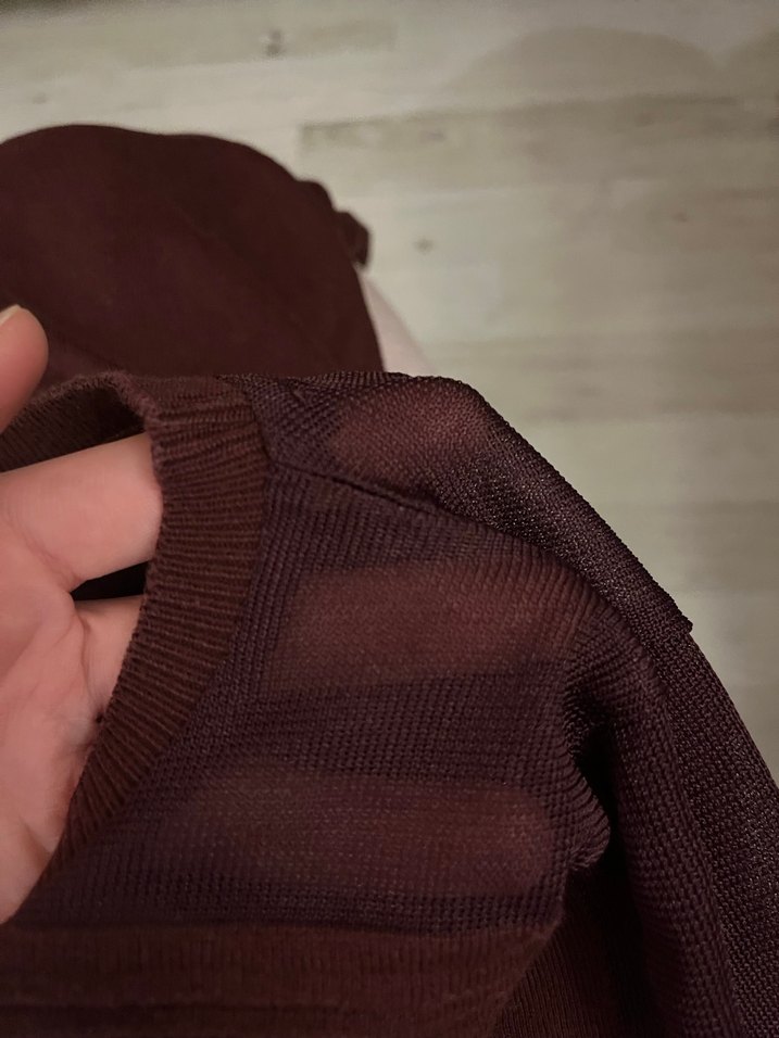 Bordo tül detaylı Triko - Görsel 2