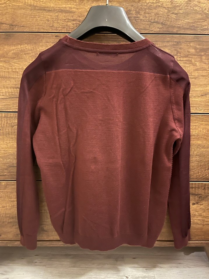 Bordo tül detaylı Triko - Görsel 3