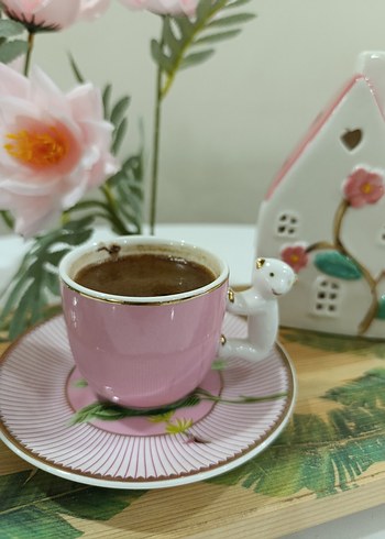 Pembe koala Kahve Fincanı ve Tabağı