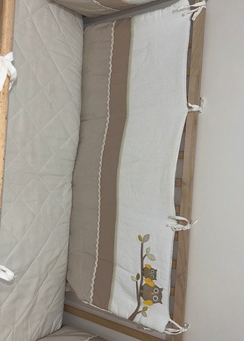 Natural Ahşap sallanan Bebek Beşiği döşeği ve koruma takımı - Görsel 2