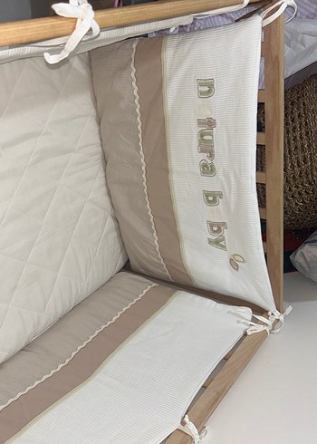 Natural Ahşap sallanan Bebek Beşiği döşeği ve koruma takımı - Görsel 4