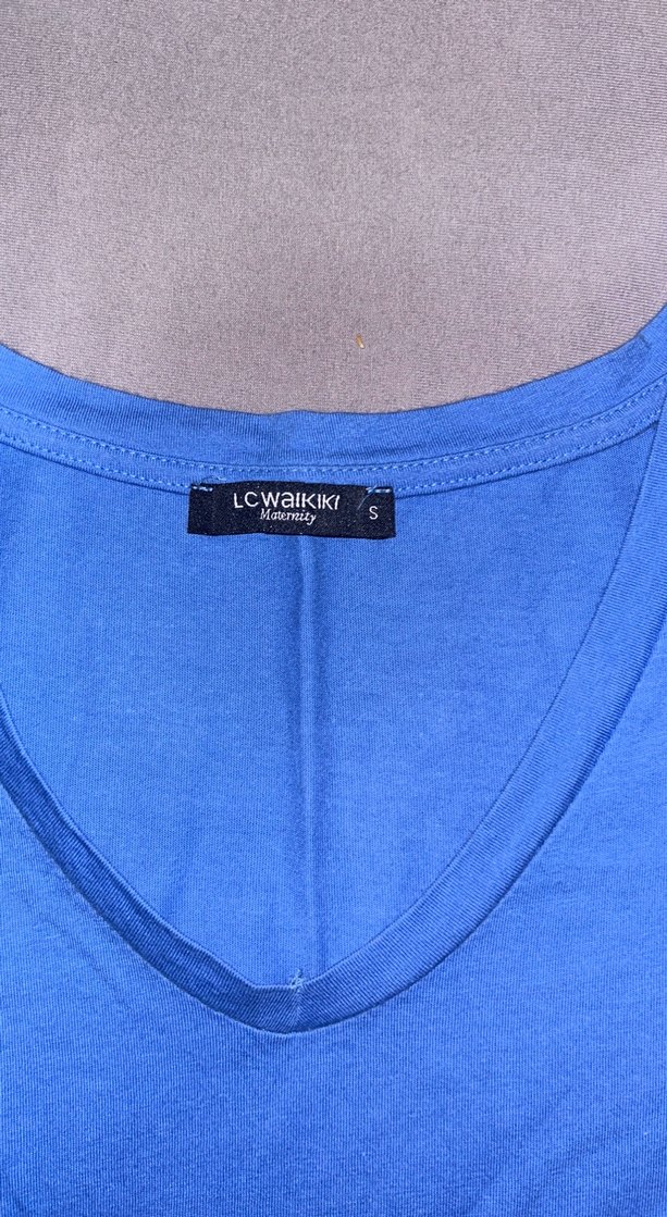 Mavi V Yaka Hamile Bluzu - Görsel 3