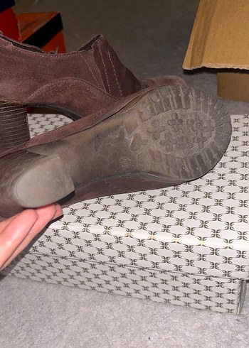 Kahverengi Süet hakiki deri Topuklu Kadın ayakkabı - Görsel 4