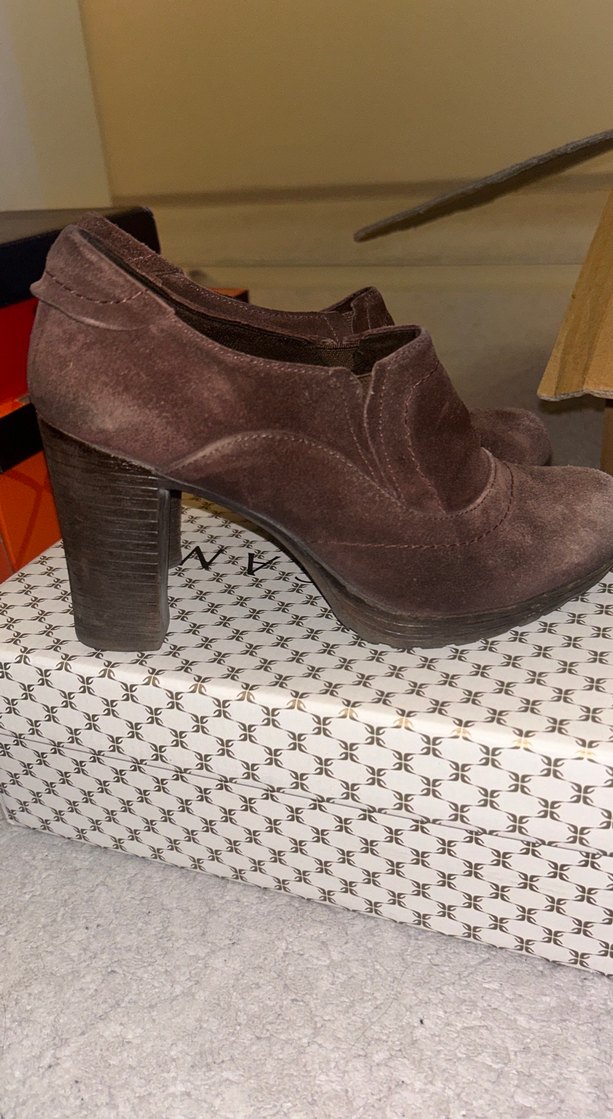 Kahverengi Süet hakiki deri Topuklu Kadın ayakkabı - Görsel 3