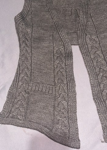 Kahverengi V Yaka Örgü Kadın yelek - Görsel 3