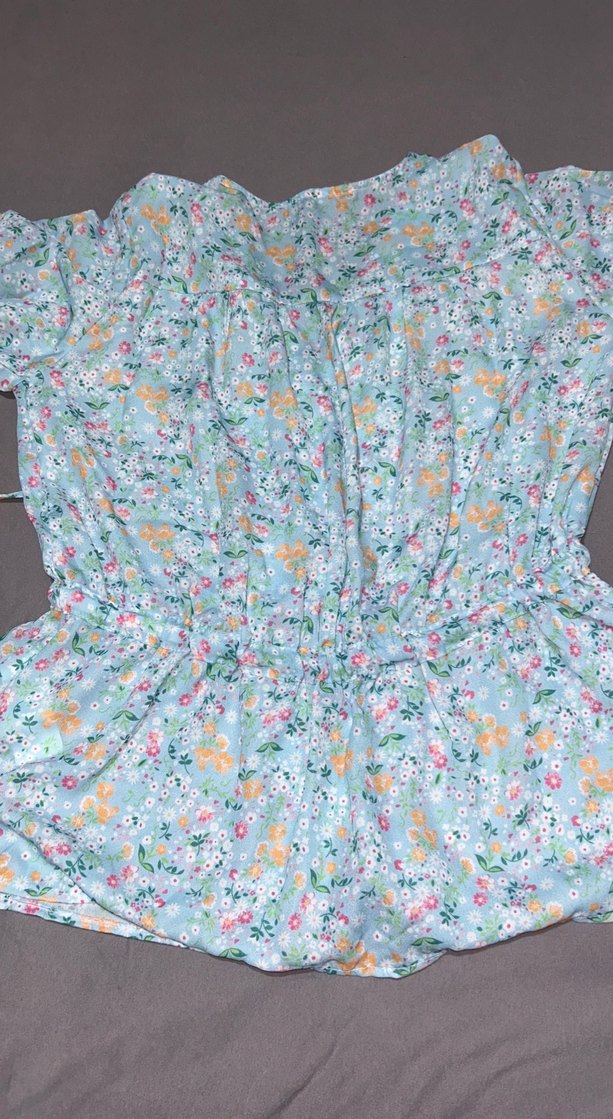 Çiçek Desenli V Yaka Kadın Bluz - Görsel 5