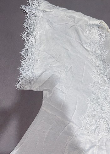 Dantel Detaylı Beyaz Bohem Şile Bluz - Görsel 3