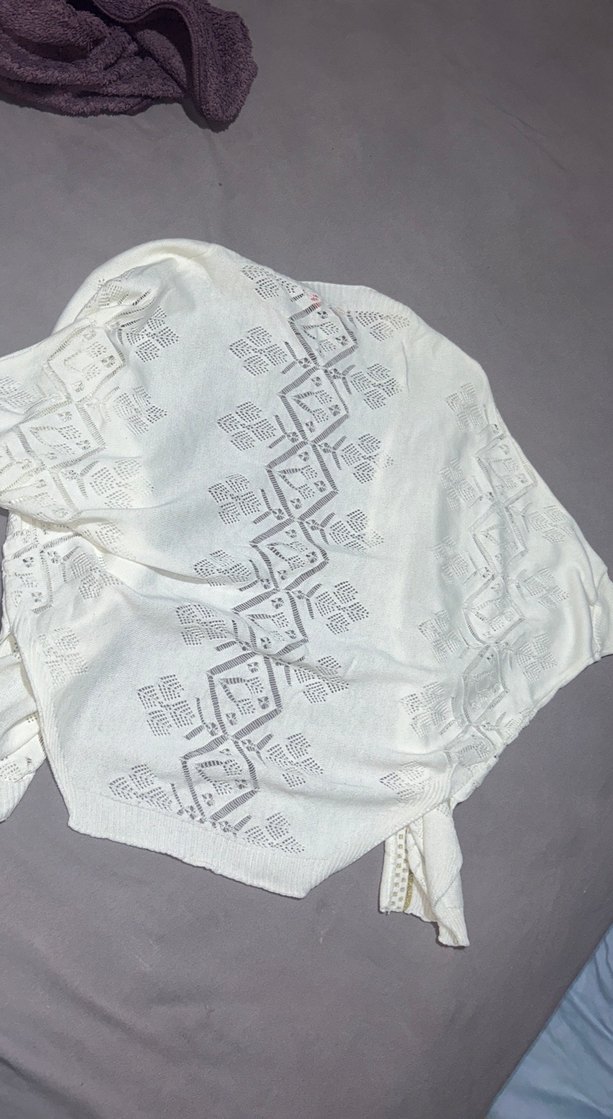 Dantel Detaylı Beyaz Bohem hırka - Görsel 5