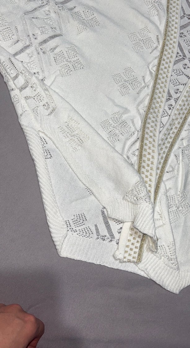 Dantel Detaylı Beyaz Bohem hırka - Görsel 3