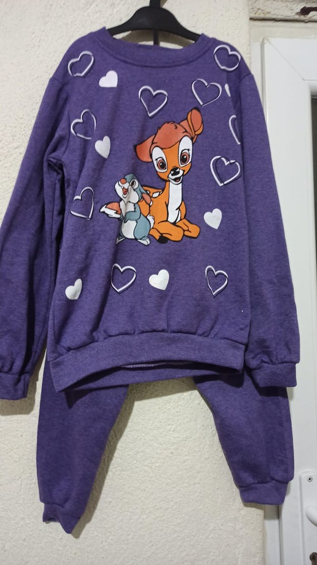 Kız Çocuk Kırmızı Unicorn Baskılı Eşofman Takımı - Görsel 2