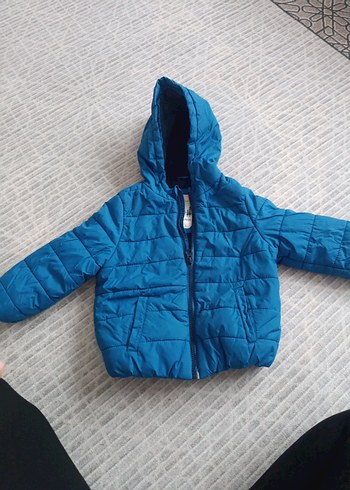 18-24 Ay Beden mavi Renk Erkek Çocuk Mavi Kapüşonlu Şişme Mont