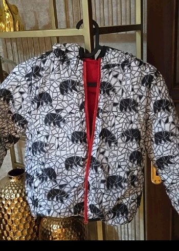 Erkek Çocuk Baskılı Gri Fermuarlı Ceket