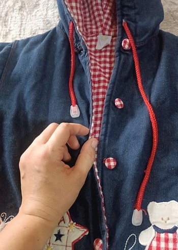 Kız Çocuk Lacivert Nakışlı Düğmeli Ceket - Görsel 2