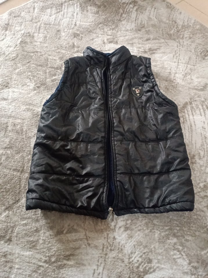 Kürk Detaylı Siyah çocuk Yelek - Görsel 2