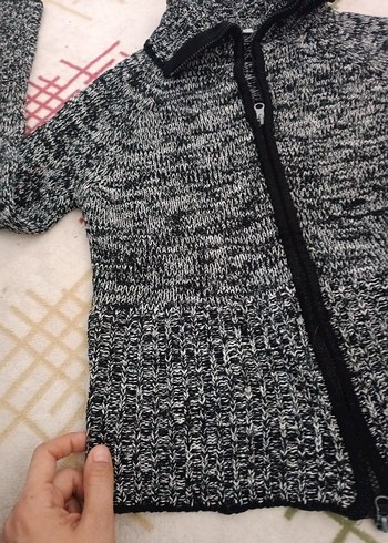 Fitilli Gri Kadın Triko Boğazlı Kazak - Görsel 4