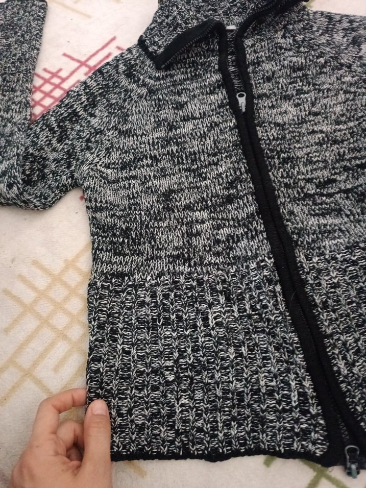 Fitilli Gri Kadın Triko Boğazlı Kazak - Görsel 4