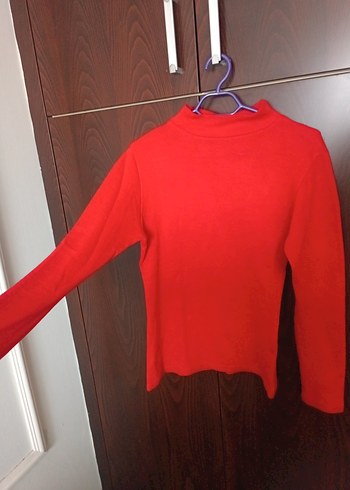 Kırmızı Kadın Boğazlı Triko Kazak - Görsel 2