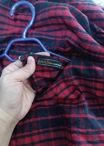 Kırmızı Uzun Kollu Salaş Uzun Elbise - Görsel 5