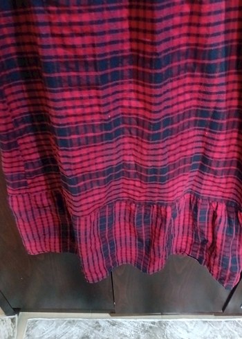 Kırmızı Uzun Kollu Salaş Uzun Elbise - Görsel 3