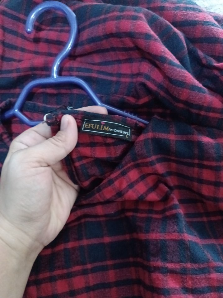 Kırmızı Uzun Kollu Salaş Uzun Elbise - Görsel 5