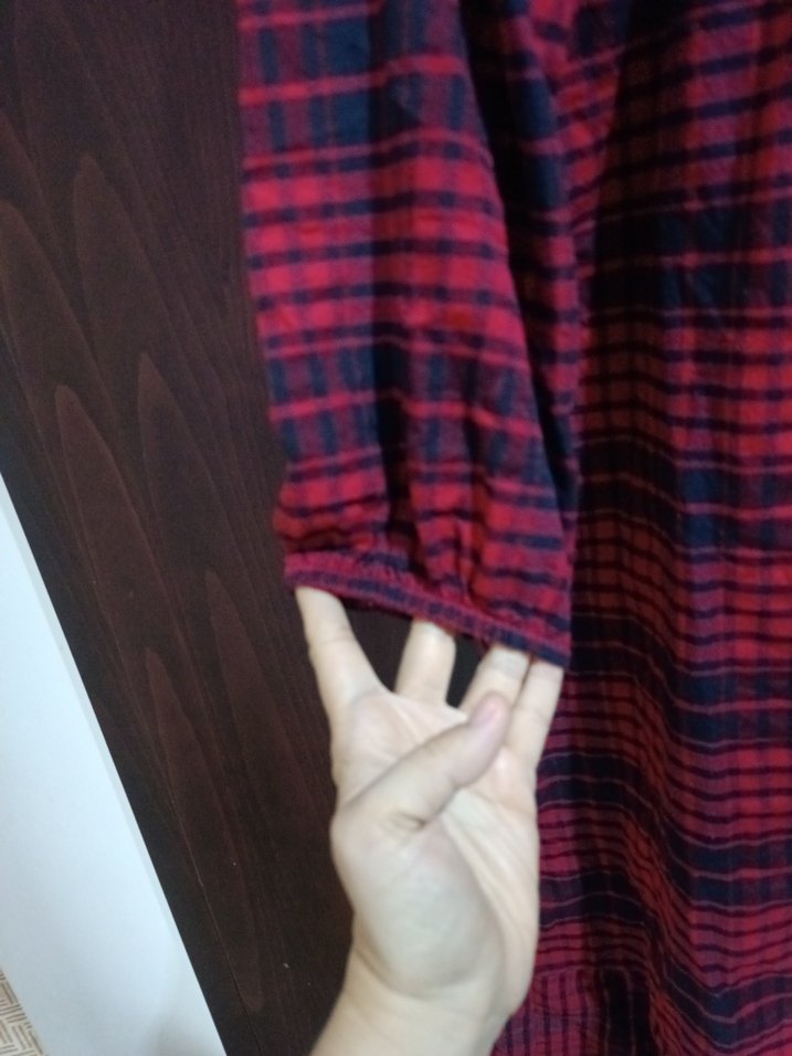 Kırmızı Uzun Kollu Salaş Uzun Elbise - Görsel 4