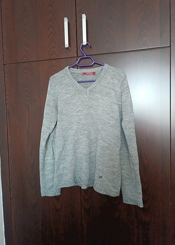 Gri V Yaka  Yün Kazak - Görsel 4