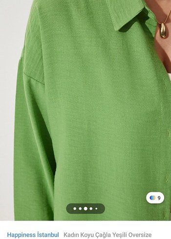 Yeşil Oversize Pamuklu Gömlek - Görsel 4