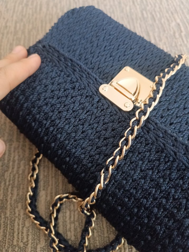 Lacivert Örgü Kadın Çanta - Görsel 2